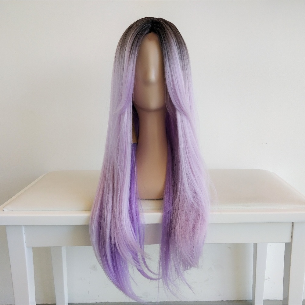 24" Light Purple Lavender with Black roots - Picture 1 of 6